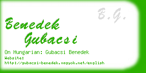 benedek gubacsi business card